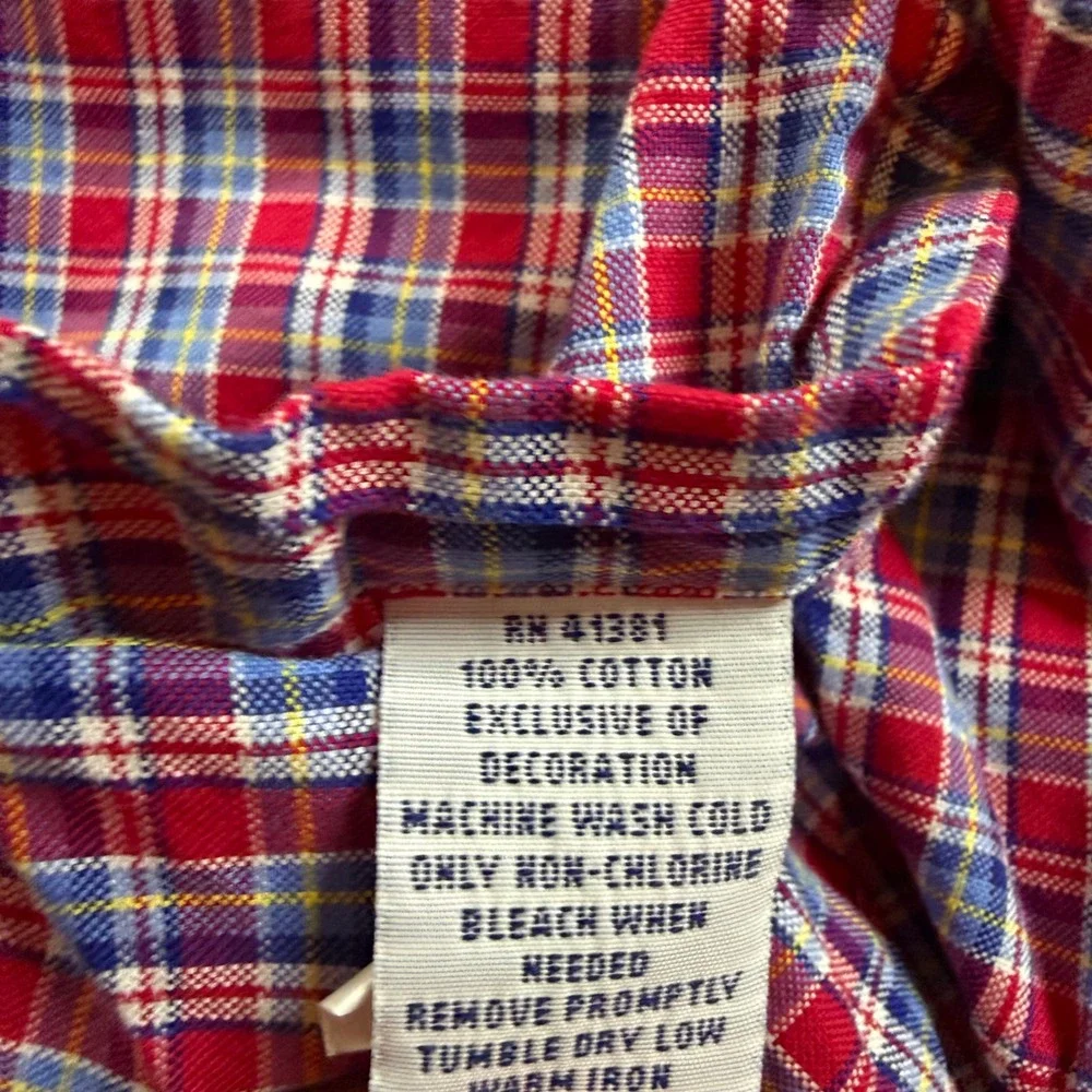 Polo Ralph Lauren‎ Mens Large Plaid Button Down Shirt Red Blue Cotton